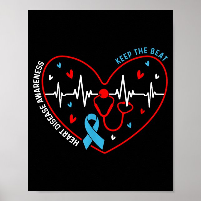 Heart Disease Awareness Heartbeat Survivor Warrior Poster (Framsidan)