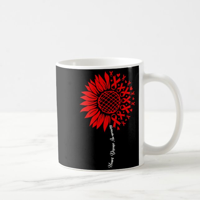 Heart Disease Awareness Month Sunflower For Women  Kaffemugg (Höger)