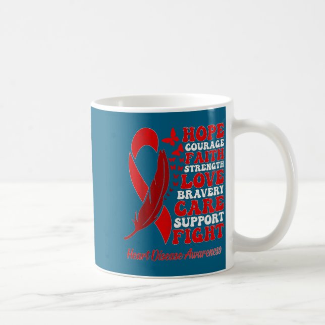 Heart Disease Awareness Red Butterflies Ribbon Sup Kaffemugg (Höger)