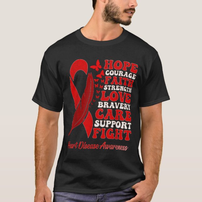 Heart Disease Awareness Red Butterflies Ribbon Sup T Shirt (Framsida)