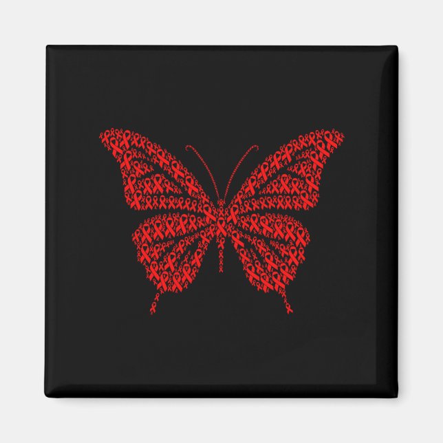 Heart Disease Awareness Red Ribbon &amp; Heart Hea Magnet (Framsidan)