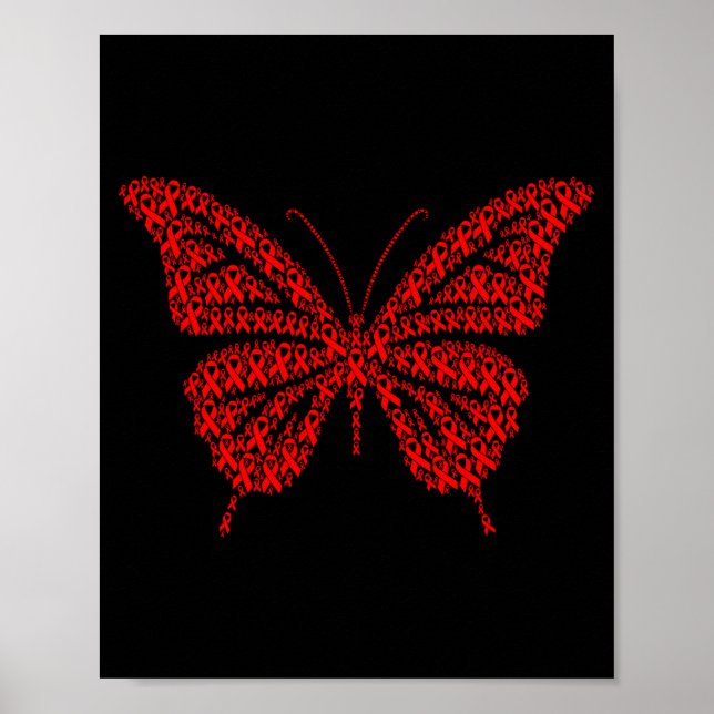 Heart Disease Awareness Red Ribbon &amp; Heart Hea Poster (Framsidan)