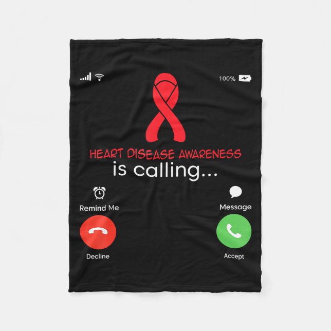 Heart Disease Awareness Red Ribbon Heart Attack Su Fleecefilt (Framsidan)