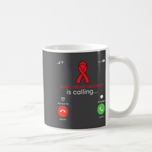 Heart Disease Awareness Red Ribbon Heart Attack Su Kaffemugg (Höger)