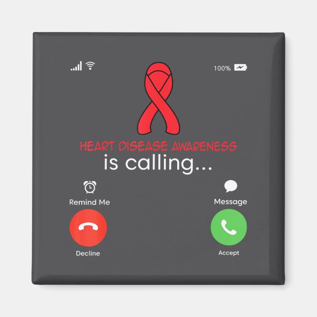 Heart Disease Awareness Red Ribbon Heart Attack Su Magnet (Framsidan)