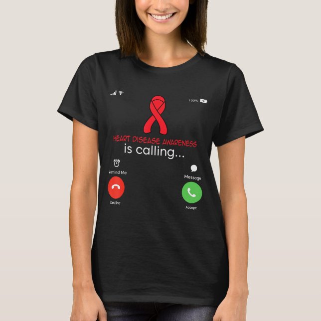Heart Disease Awareness Red Ribbon Heart Attack Su T Shirt (Framsida)