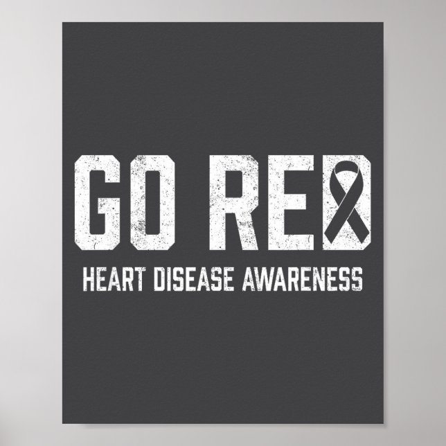 Heart Disease Awareness Shirt Go Red Heart Disease Poster (Framsidan)