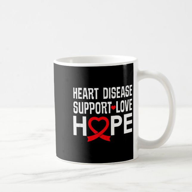 Heart Disease Suprt Love Hope Red Ribbon  Kaffemugg (Höger)