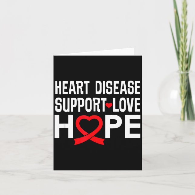 Heart Disease Suprt Love Hope Red Ribbon  Kort (Framsida)