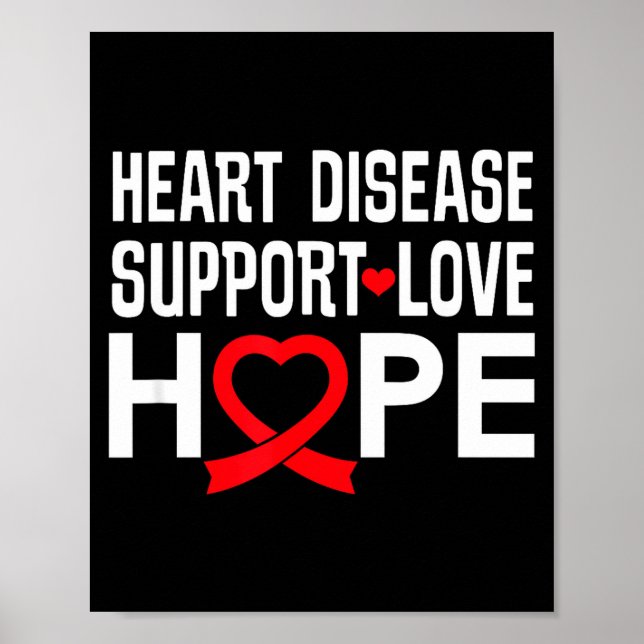 Heart Disease Suprt Love Hope Red Ribbon  Poster (Framsidan)