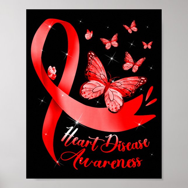 Heart Disease Warrior Red Ribbon Heart Disease Awa Poster (Framsidan)