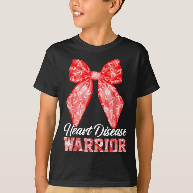 Heart Disease Warrior Red Ribbon Heart Disease Awa T Shirt (Framsida)