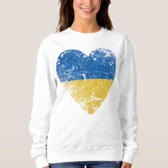 Heart Distress Ukraina Flagga, Land Pridet T Shirt (Framsida)
