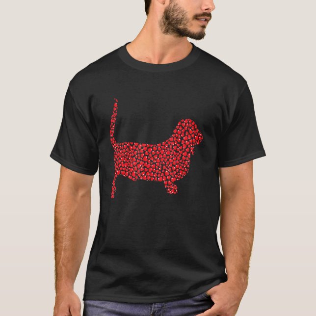 Heart Dog  Basset Hound Puppy Valentines Day T Shirt (Framsida)