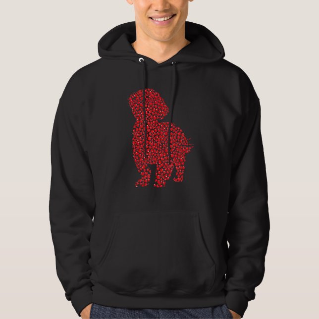 Heart Dog  Shih Tzu Puppy Valentines Day Hoodie (Framsida)