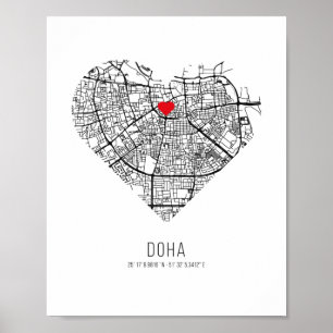 Heart Doha City Karta (Qatar) Poster