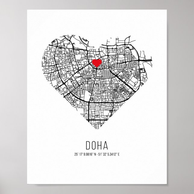Heart Doha City Karta (Qatar) Poster (Framsidan)