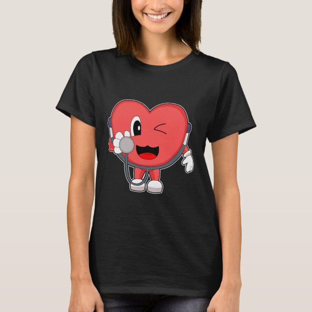 Heart Doktor Stetoscopes T Shirt (Framsida)