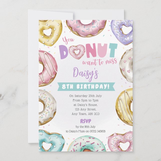 Heart Donut Birthday Inbjudan du inte vill miss (Framsida)
