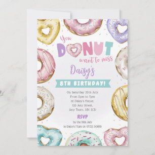 Heart Donut Birthday Inbjudan du inte vill miss
