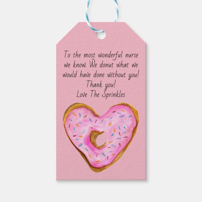 Heart Donut Tack Nurse Presentetikett (Framsidan)