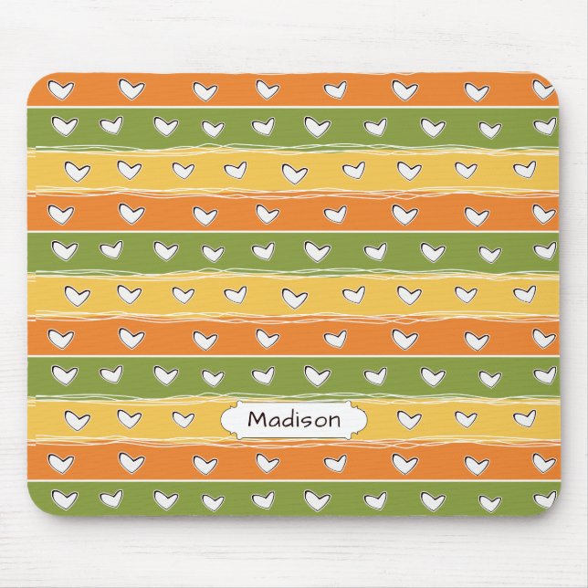 Heart Doodles eget namn mousserande Musmatta (Framsidan)