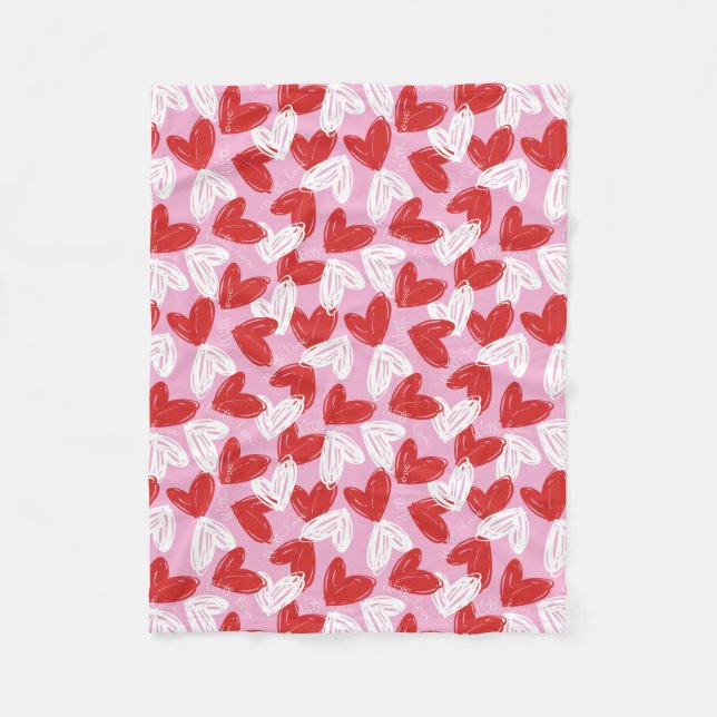 Heart Doodles loppfiltar Fleecefilt (Framsidan)