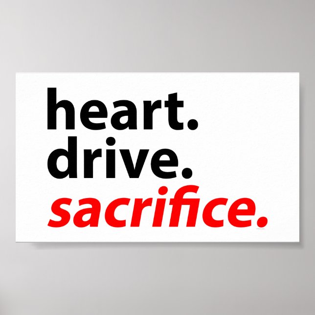 Heart Drive Sacrifice Fitness Motivation Slogan Poster (Framsidan)