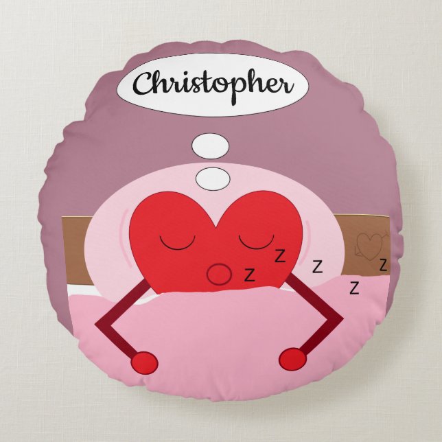 Heart drömmar om Rosa och Lila Rund Kudde (Framsidan)