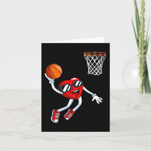 Heart Dunk Basketball Player Valentines day Kärlek Kort
