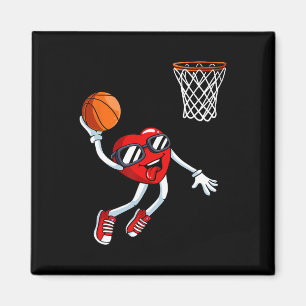 Heart Dunk Basketball Player Valentines day Kärlek Magnet