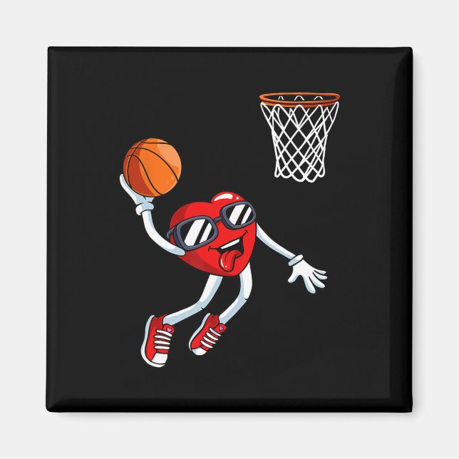 Heart Dunk Basketball Player Valentines day Kärlek Magnet (Framsidan)