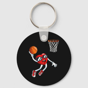 Heart Dunk Basketball Player Valentines day Kärlek Nyckelring
