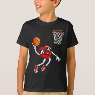 Heart Dunk Bysketbyll Player Valentines day Kärlek T Shirt