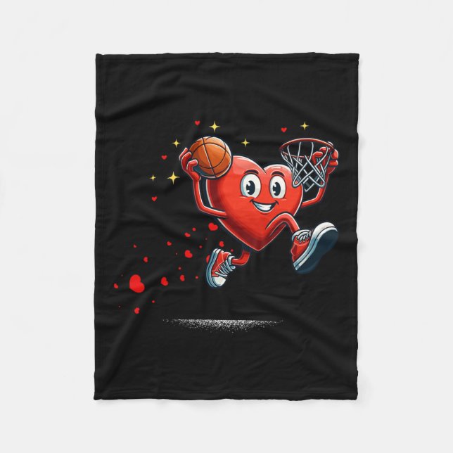 Heart Dunking Valentines day Basketball Kids Fleecefilt (Framsidan)