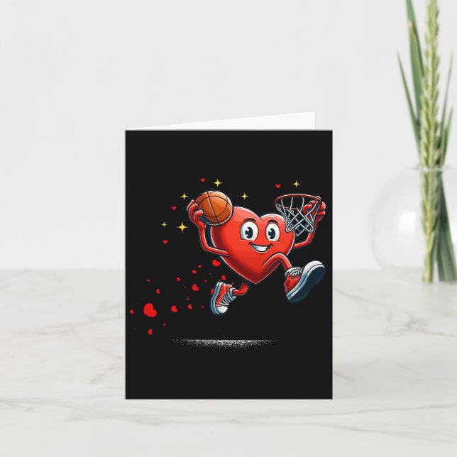 Heart Dunking Valentines day Basketball Kids Kort (Framsida)