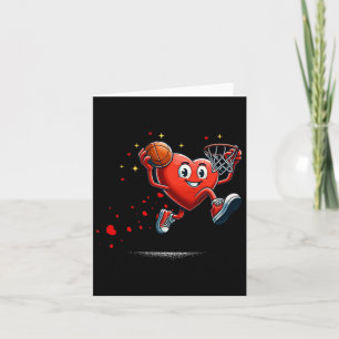 Heart Dunking Valentines day Basketball Kids Kort