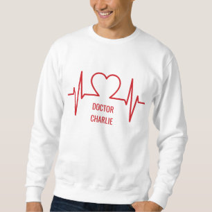 Heart EKG-användarnamn och ockupationskläder Lång Ärmad Tröja
