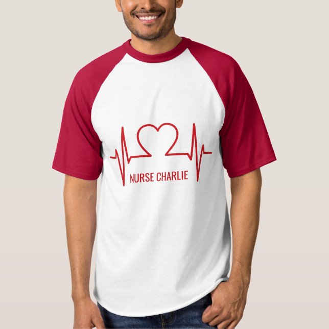 Heart EKG-användarnamn och ockupationskläder T-shirt (Framsida)
