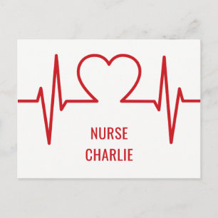 Heart EKG-eget namn och ockupationsvykort Vykort