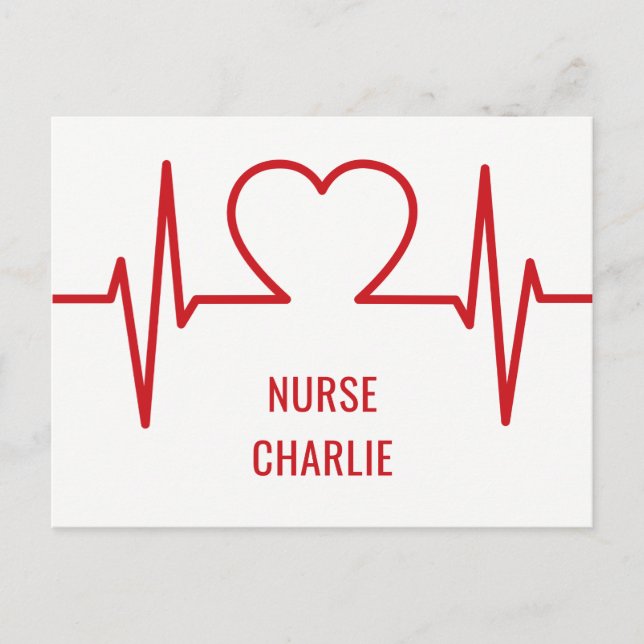 Heart EKG-eget namn och ockupationsvykort Vykort (Framsida)