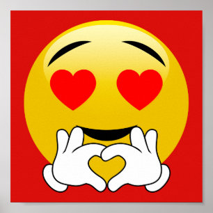 Heart Emoji med Kärlek Händer Red Poster