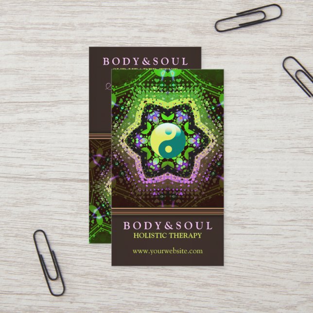 Heart Energy YinYang New Age-Affärskort Visitkort (Fram/Back In Situ)