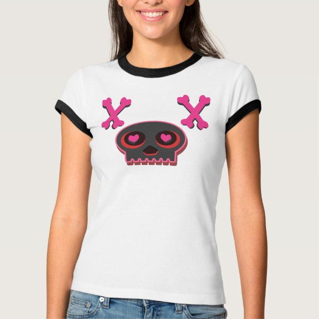 Heart Eyed Cute Skull T-shirt (Framsida)