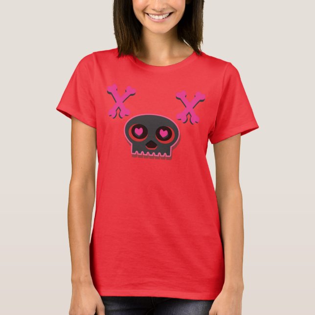 Heart Eyed Cute Skull T-shirt (Framsida)