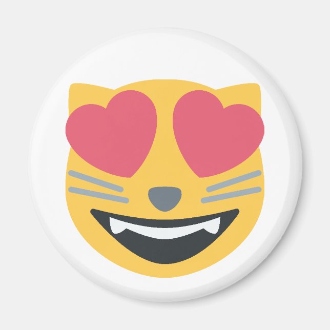 Heart Eyed Emoji Kattunge Magnet (Framsidan)