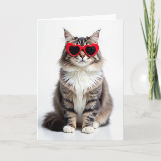 Heart Eyes Cat Love Card Kort (Framsida)