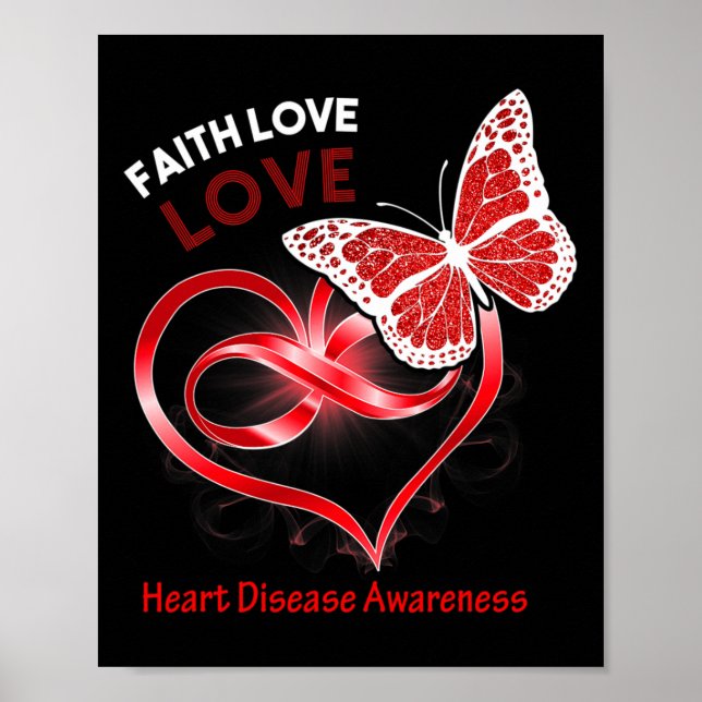 Heart Faith Hope Kärlek Heart Disease Awareness Poster (Framsidan)