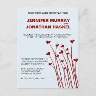 Heart Fält Sweetness Wedding bjudande in Inbjudan Vykort