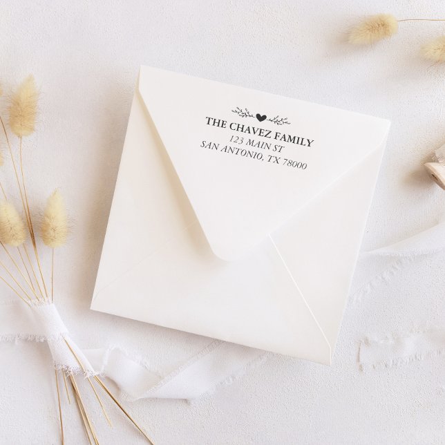 Heart Family Namn Returadress Självfärgande Stämpel (Skapare uppladdad)